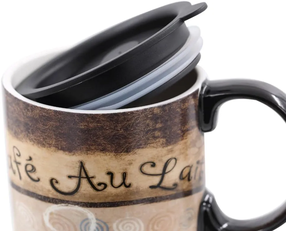 Topadorn Tall Ceramic Travel Mugs 17 oz. Sealed Lid With Color Box and Handle Coffee Cup, Cafe