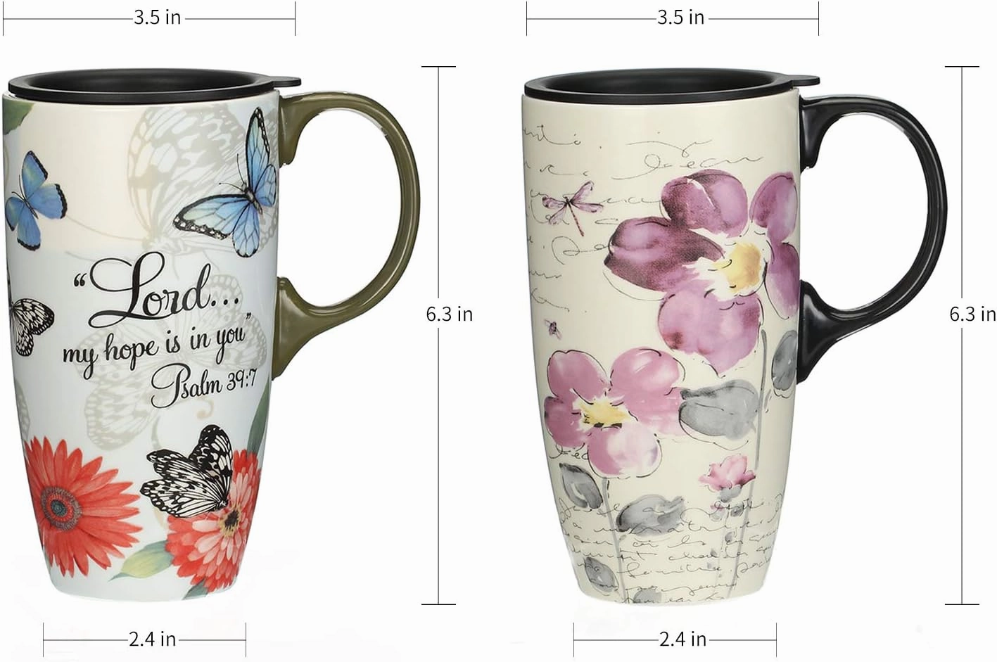 Topadorn Ceramic Latte Mug 17 oz. Coffee Cups with Sealed Lid and Color Box,set of 2