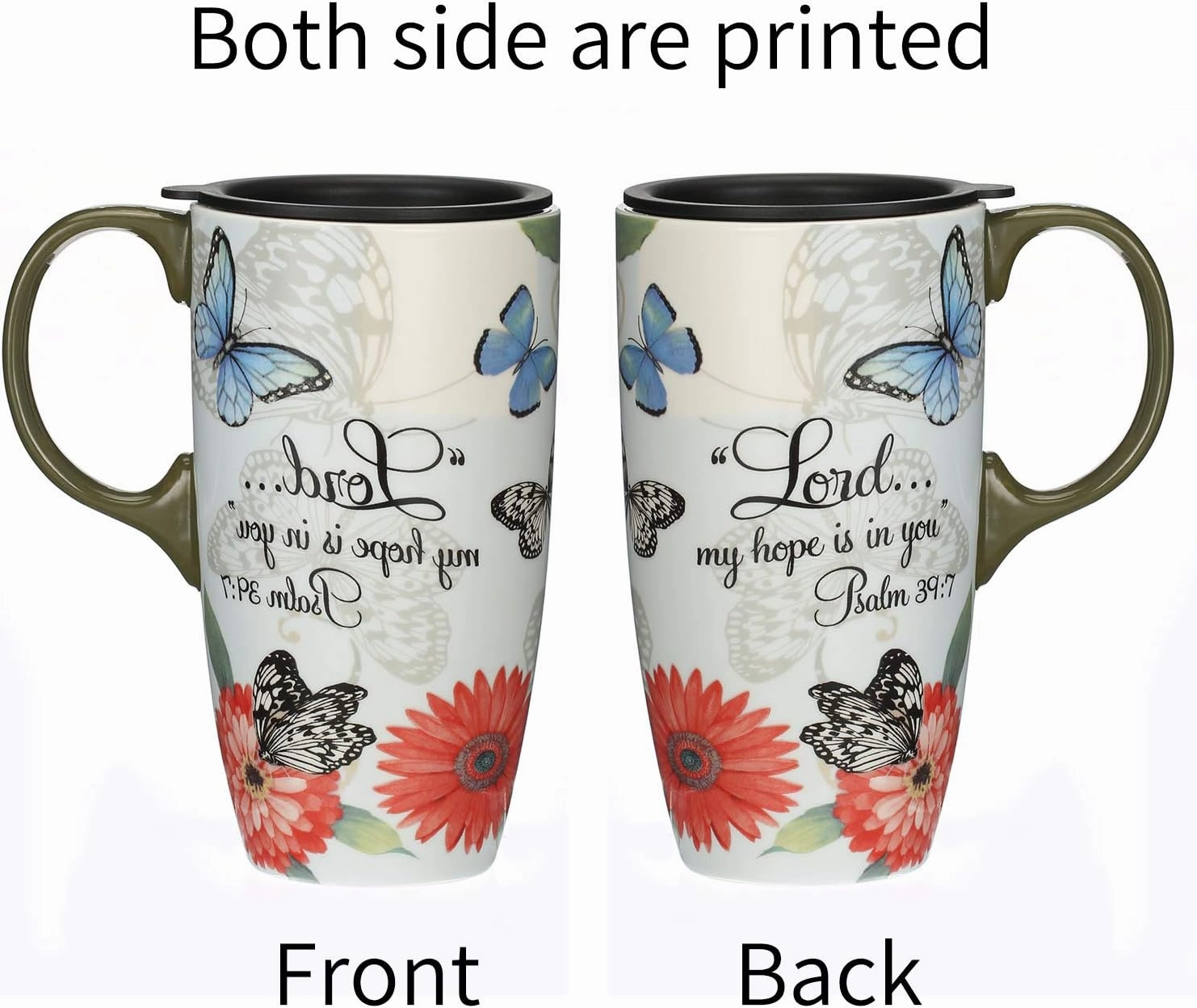 Topadorn Ceramic Latte Mug 17 oz. Coffee Cups with Sealed Lid and Color Box,set of 2