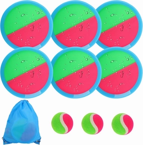 Toss and Catch Game Ball Set, 6 Rackets and 3 Balls,Outdoor Play Set, Games for Kids, Outdoor and Beach Toys, Catch Games and Beach Play Toy