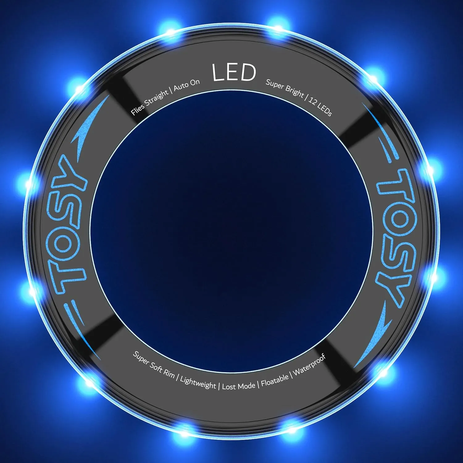 TOSY Flying Ring - 16 Million Color RGB or 12 LEDs, Super Bright, Lost Mode, Auto Light Up, 4th of July Camping Essentials for Kids/Teens/Boy/Girl, Safe, Waterproof, Pool/Beach Games, Lightweight Toy