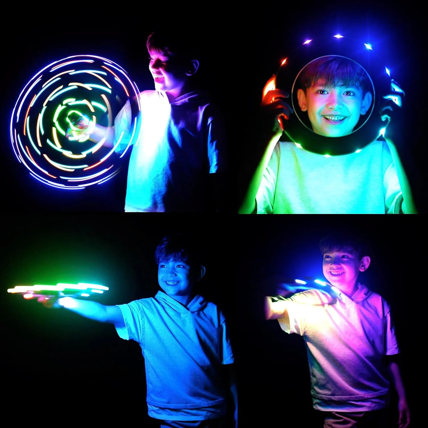 TOSY Flying Ring - 16 Million Color RGB or 12 LEDs, Super Bright, Lost Mode, Auto Light Up, 4th of July Camping Essentials for Kids/Teens/Boy/Girl, Safe, Waterproof, Pool/Beach Games, Lightweight Toy