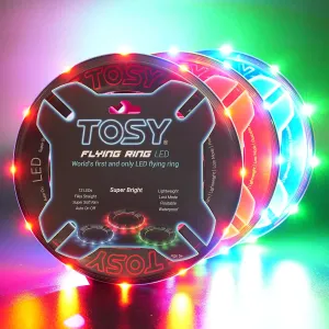 TOSY Flying Ring - 16 Million Color RGB or 12 LEDs, Super Bright, Lost Mode, Auto Light Up, 4th of July Camping Essentials for Kids/Teens/Boy/Girl, Safe, Waterproof, Pool/Beach Games, Lightweight Toy