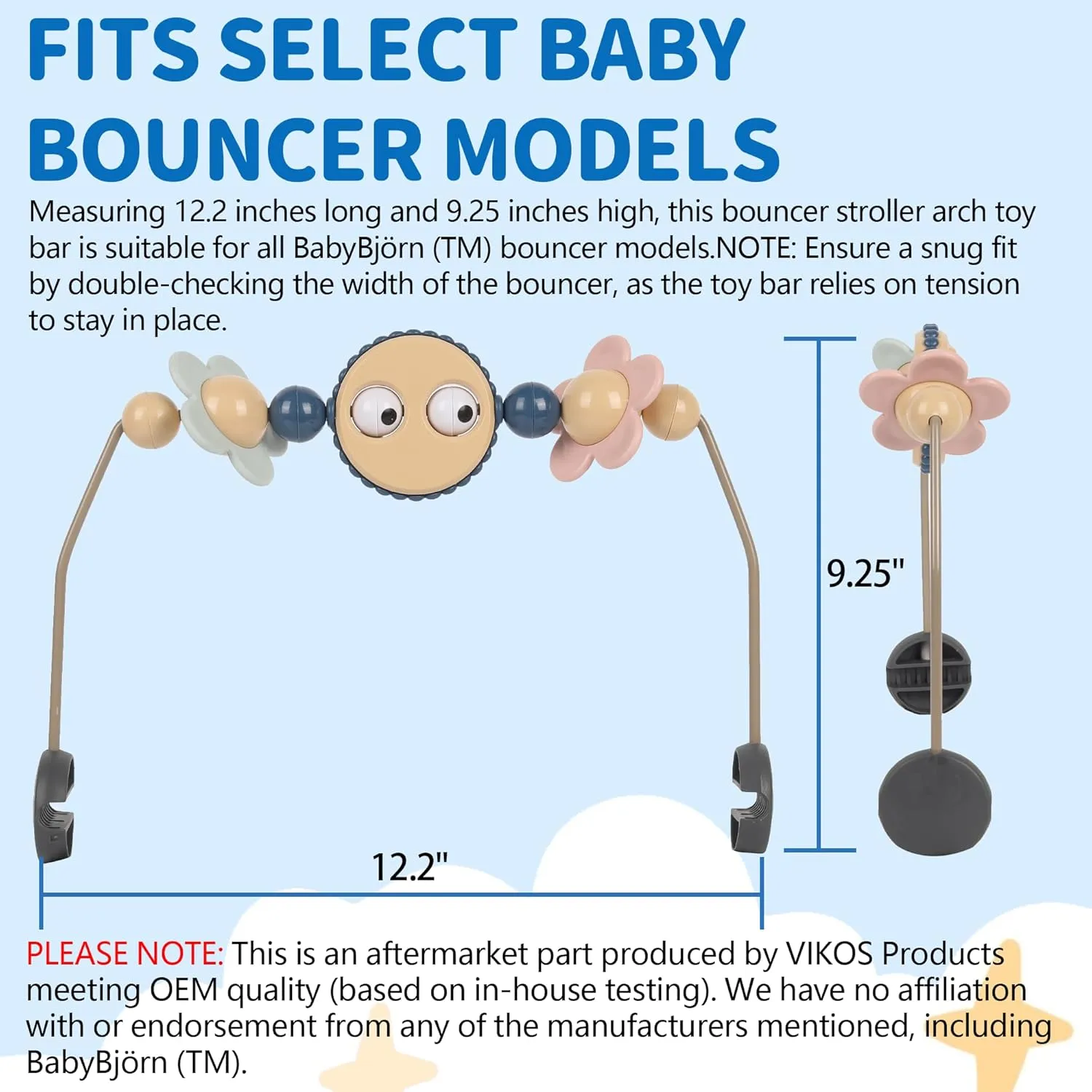 Toy Bar for Baby Bouncer Stroller Arch Googly Eyes Toy for Babies Car Seat, Babies Bouncer Accessory, Easy to Install & Baby-Safe Plastic - No Music