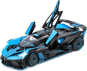 Toy Car Model for Compatible with 1:24 Bolide Alloy Diecast Collect Car Toy with Lights and Music, Pull Back Car Toys for Kids Boys Girls Gift (Blue)
