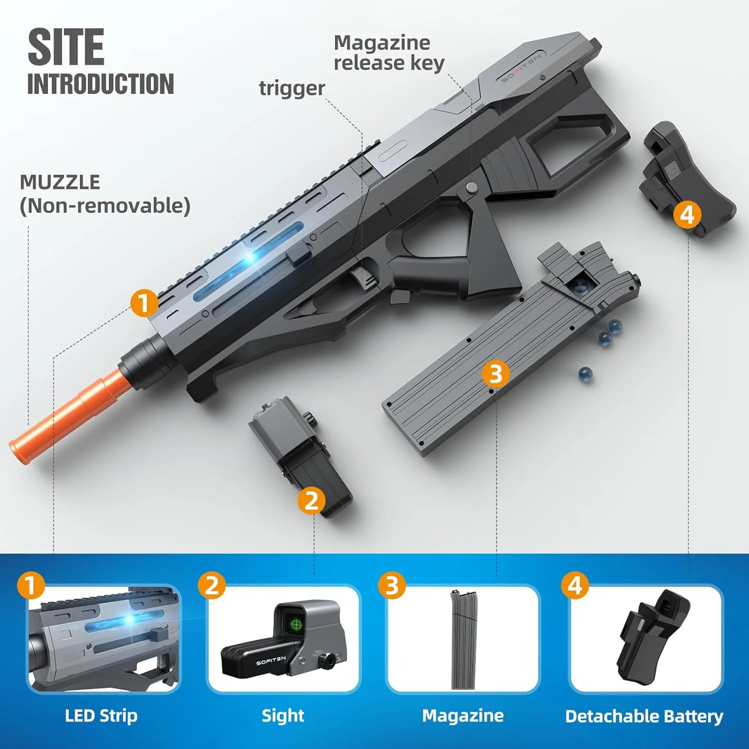 Toy Gun Automatic Sniper Rifle with Tactical Vest Kit Futuristic Electric High Speed Toy Foam Blaster Gun with 150 Darts Shooting Games Toys Birthday for Boys Adults Age 8 