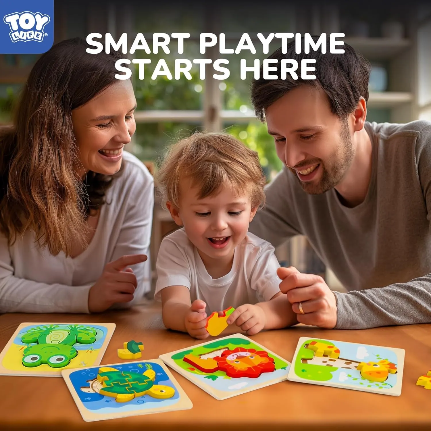 TOY Life Wooden Puzzles for Toddlers 2-4, Toddler Montessori Toys for 1 2 3 Year Old Boys Girls, Animals Wood Jigsaw Puzzles, Educational Learning Toy Kids Puzzle, Best Gifts for Baby Age 1-3 2-4