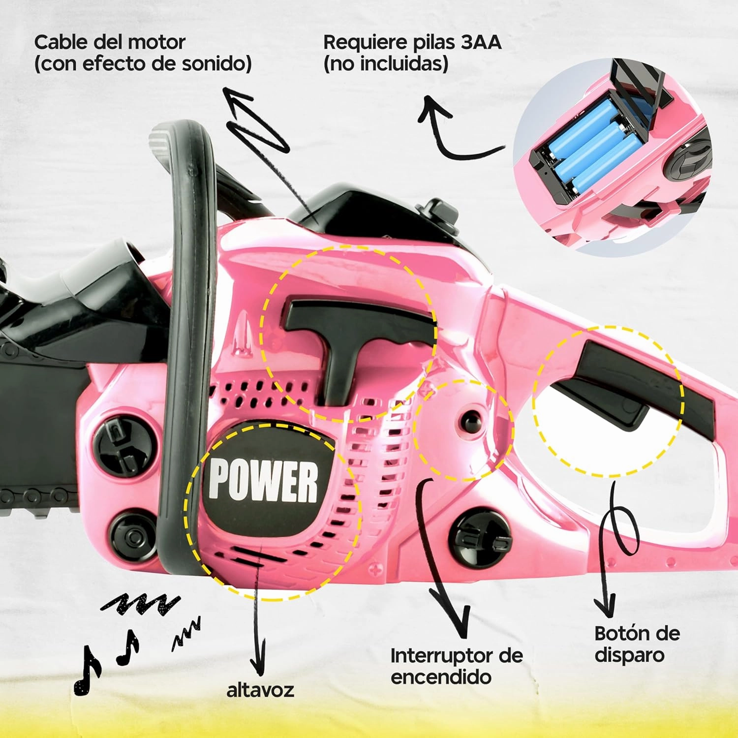 Toy Choi's Kids Toy Chainsaw - Pretend Play Construction Tool Electric Chainsaw Toy for Kids, Toy Tool Set Outdoor Gardening Play, Christmas Gifts Pink Toys for Girls 3-5  