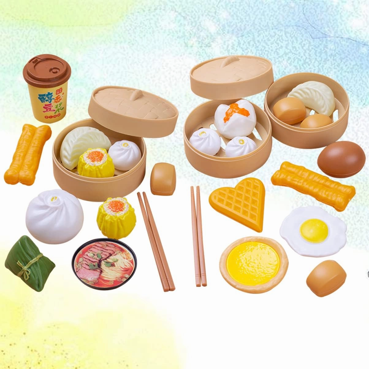 TOYANDONA Sets Kitchen Pretend Dim for Asia Pizza Play, Play Time Tea Food Steamer Birthday Toddlers Sum Kids Chinese Simulation Breakfast Children Funny Dish Boy Toys Toy/Girls