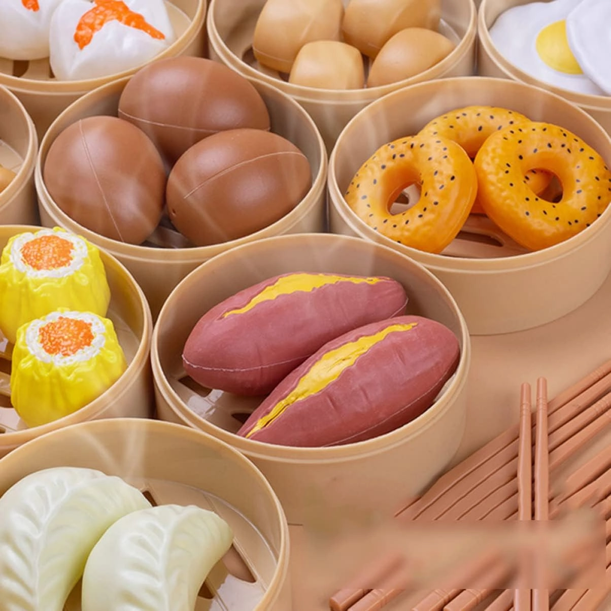 TOYANDONA Sets Kitchen Pretend Dim for Asia Pizza Play, Play Time Tea Food Steamer Birthday Toddlers Sum Kids Chinese Simulation Breakfast Children Funny Dish Boy Toys Toy/Girls