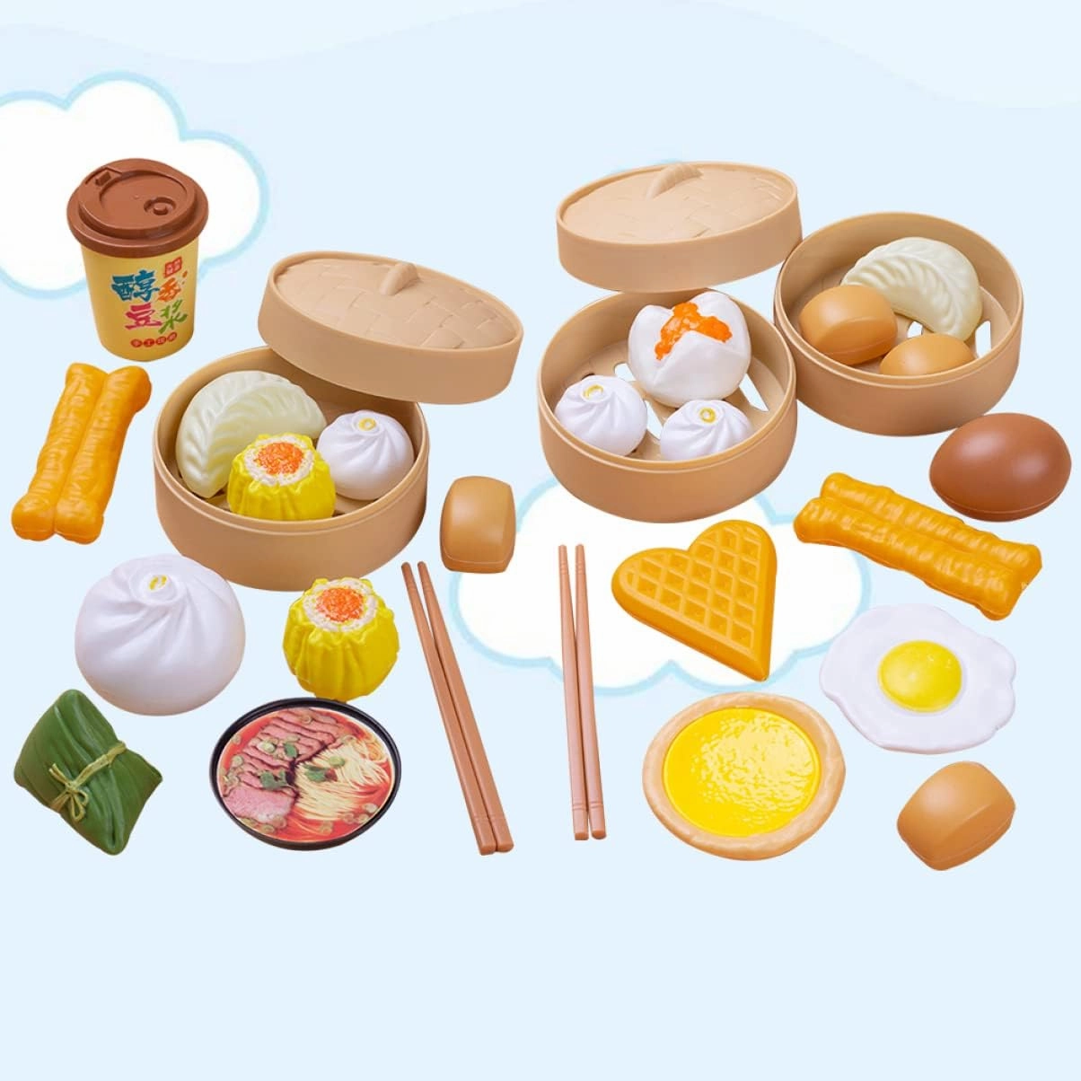 TOYANDONA Sets Kitchen Pretend Dim for Asia Pizza Play, Play Time Tea Food Steamer Birthday Toddlers Sum Kids Chinese Simulation Breakfast Children Funny Dish Boy Toys Toy/Girls