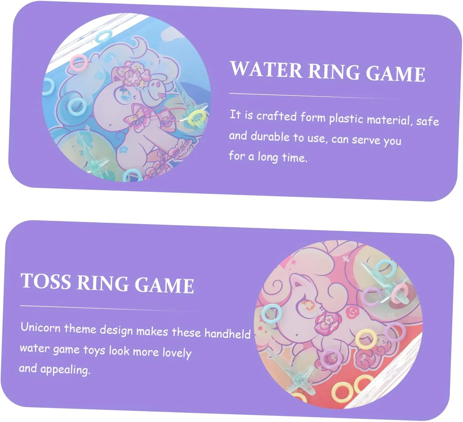 Toyvian 4pcs Water Ring Toy Kids Outdoor Toys Travel Games Toy Water Toss Handheld Game Push Button Water Toy Toss Ring Game Unicorn Games Game Toy Plastic Palm Child Necessity