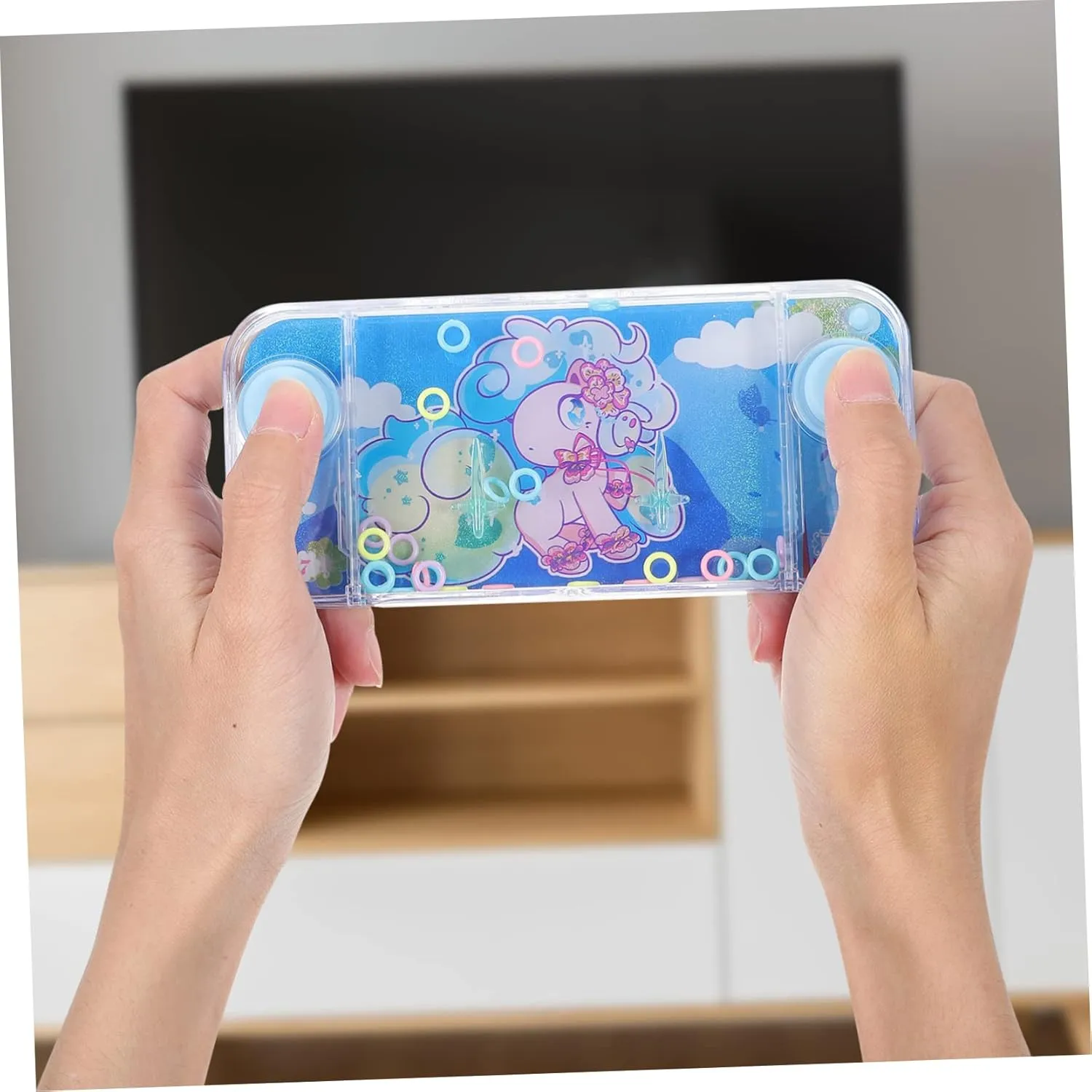 Toyvian 4pcs Water Ring Toy Kids Outdoor Toys Travel Games Toy Water Toss Handheld Game Push Button Water Toy Toss Ring Game Unicorn Games Game Toy Plastic Palm Child Necessity