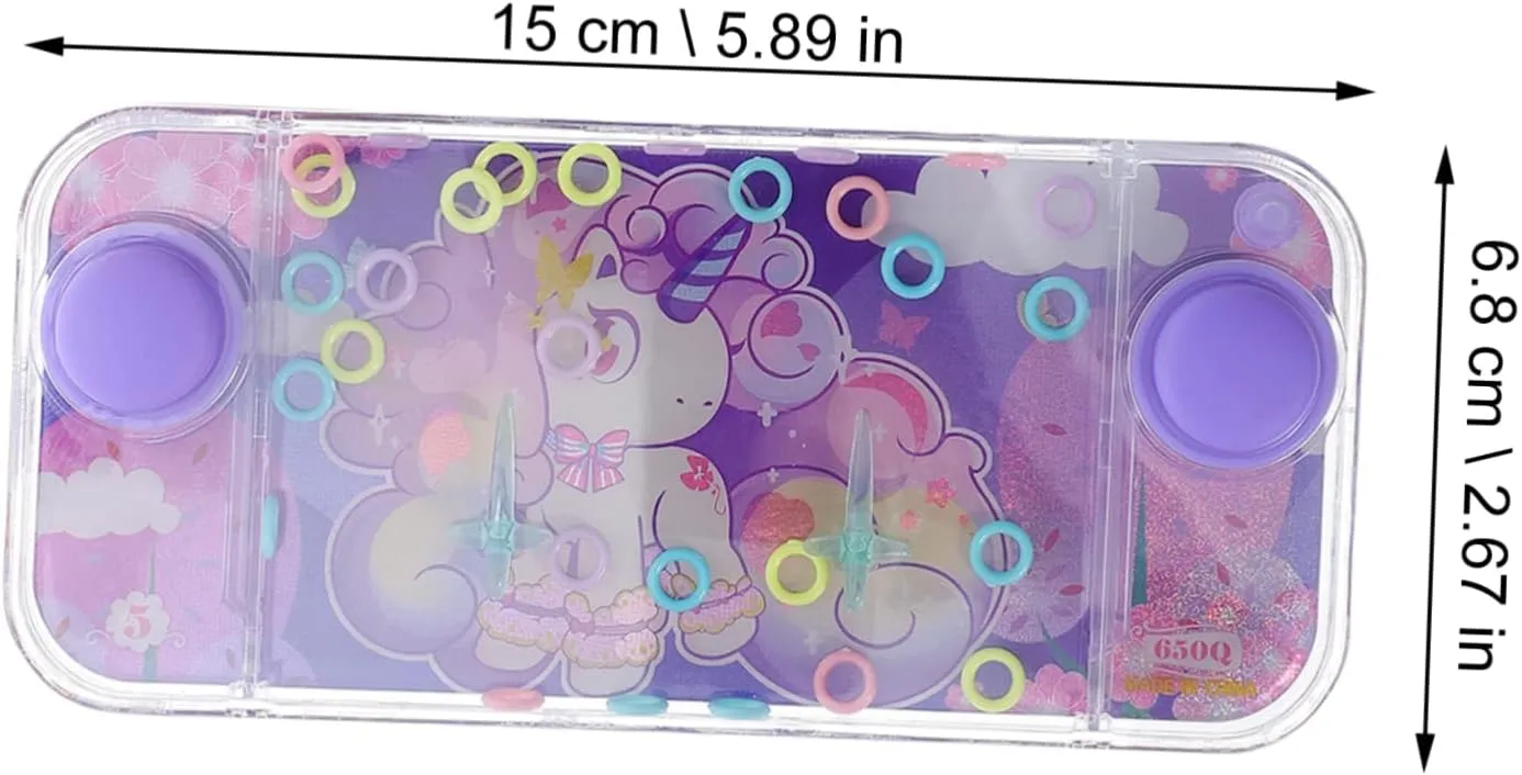 Toyvian 4pcs Water Ring Toy Kids Outdoor Toys Travel Games Toy Water Toss Handheld Game Push Button Water Toy Toss Ring Game Unicorn Games Game Toy Plastic Palm Child Necessity