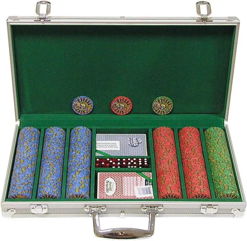 Trademark Poker 300 Chip Nevada Jacks 10g Set with Aluminum Case (Silver)