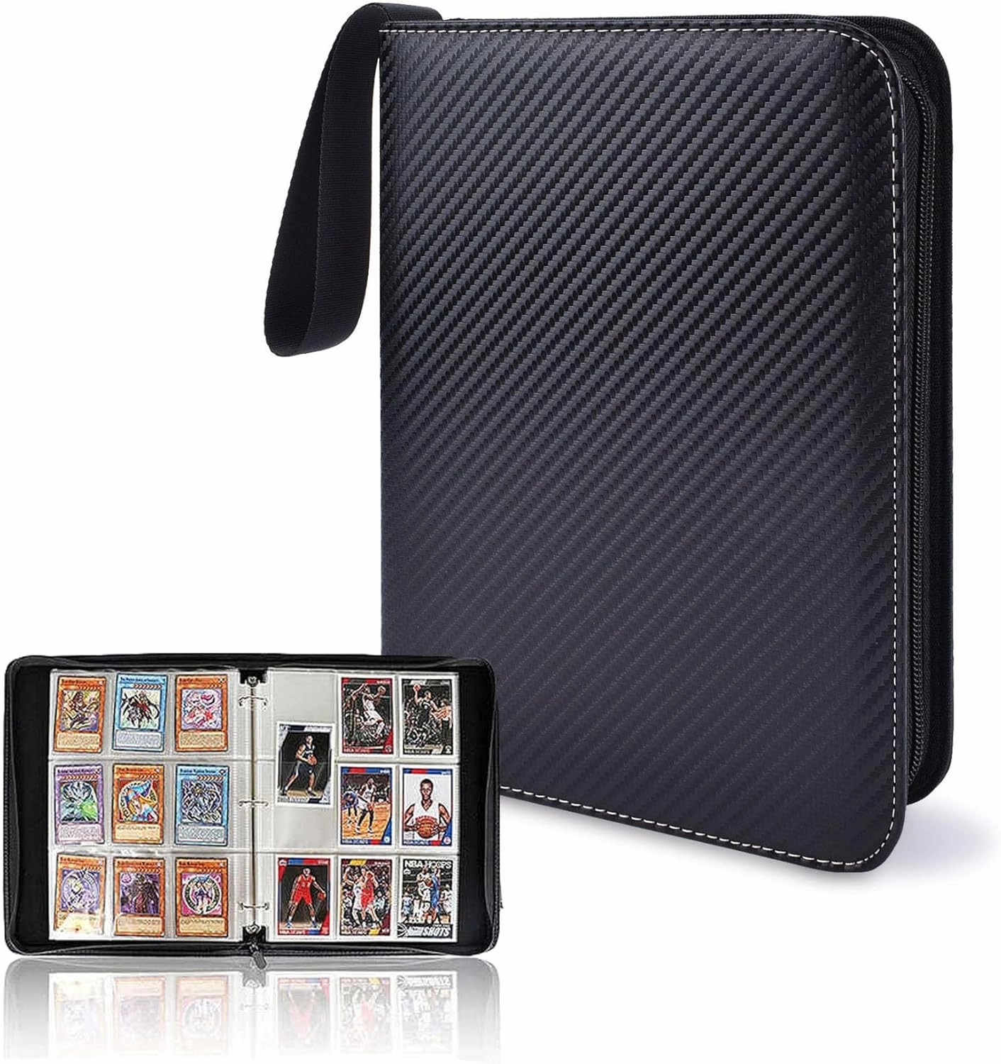 Trading Card Binder 9 Pocket, Large Binders for Cards, PU Sports MTG TCG Collectible Trading Card Albums With Zipper 900 pockets