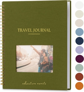 Travel Journal for Women with Prompts – Travel Scrapbook, Bucketlist, Roadtrip & Adventure Journal – Great Travel Planner Gift, Undated Travel Diary, Travel Journal for Men, Couples, Teens (Olive)