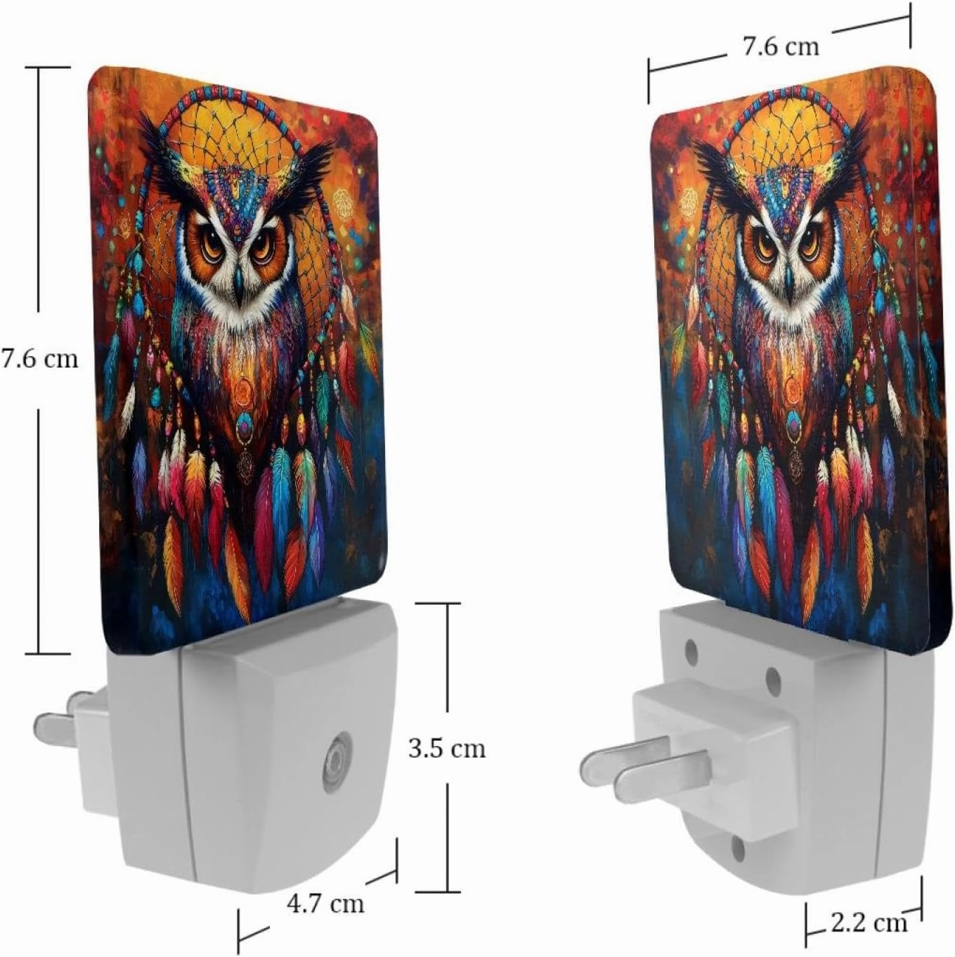 Tribal Owl Dream Catcher Galaxy Plug in LED Night Light Auto Sensor Dusk to Dawn Decorative Night for Bedroom, Bathroom, Kitchen, Hallway, Stairs, Hallway, Baby's Room, Energy Saving