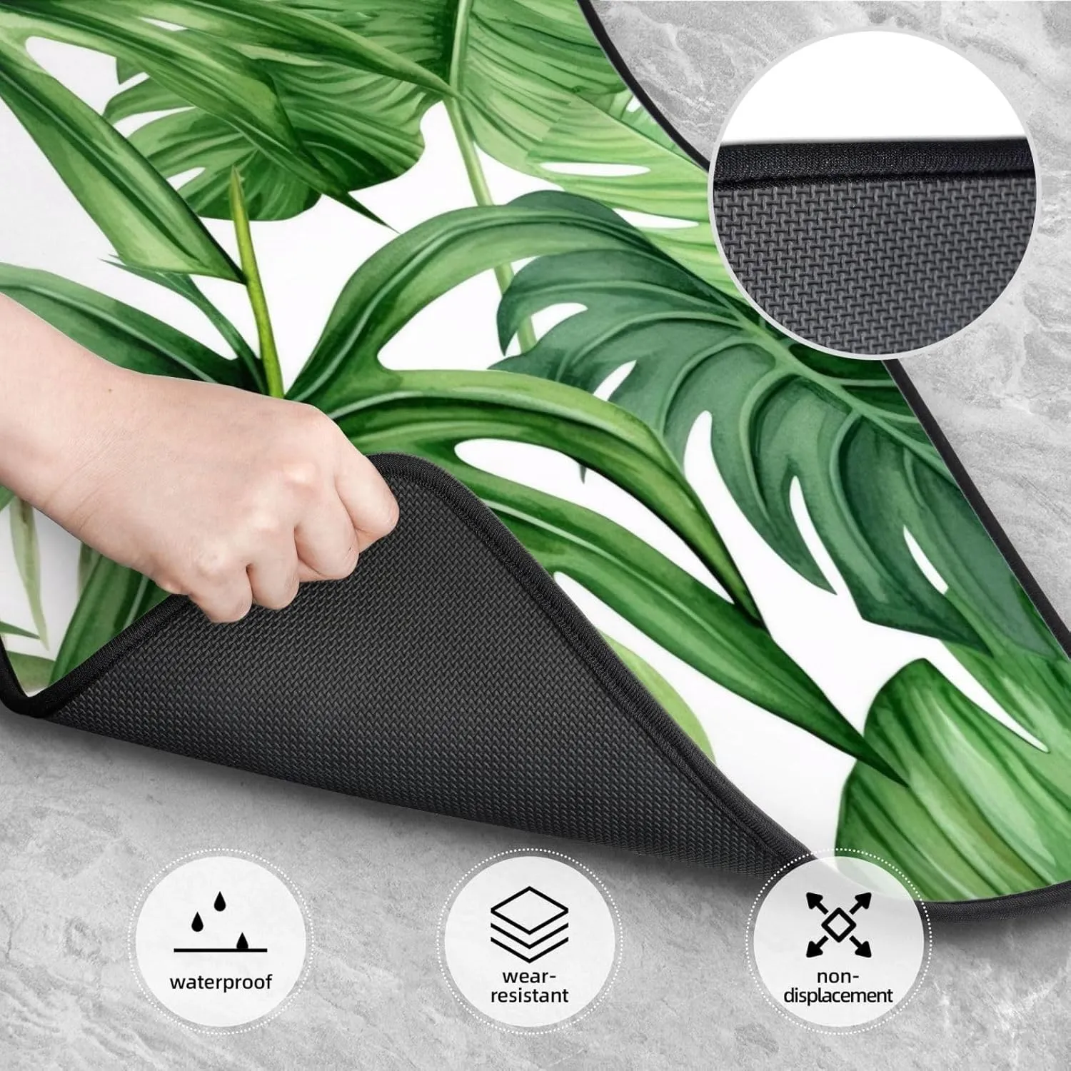 Tropical Palm Banana Leaves Universal Car Floor Mats, Car Foot Mat Set of 4 Pieces, Automotive Front Rear Floor Foot Mats, Anti-Slip Neoprene Car Floor Rugs,for Suvs, Sedans, Van, Trucks