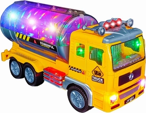 Truck Toys for 3-10 Year Old Boys, Electric Oil Tanker Toy Truck - with Bright Flashing 4D Lights & Real Sounds, Cool Birthday Gifts for Boys Age 3-12 Year Old Kids Toys (Yellow)