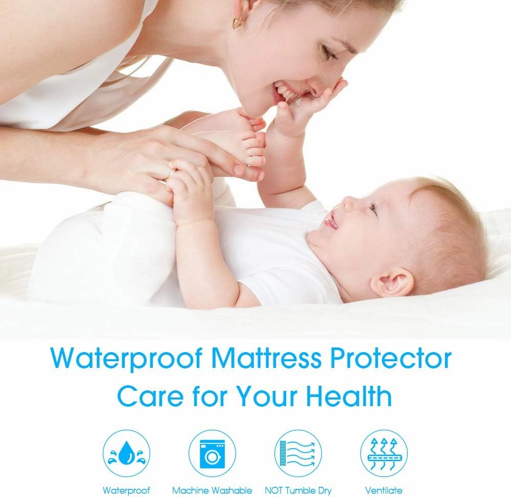 Twin Size Mattress Protector Cover Waterproof Quilted Fitted Soft Cotton Mattress Cover Pad Washable Mattress Bed Protector with Elastic Band
