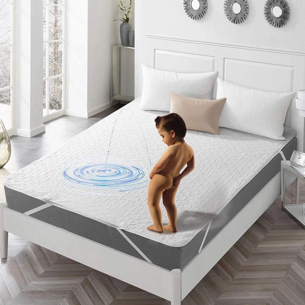 Twin Size Mattress Protector Cover Waterproof Quilted Fitted Soft Cotton Mattress Cover Pad Washable Mattress Bed Protector with Elastic Band