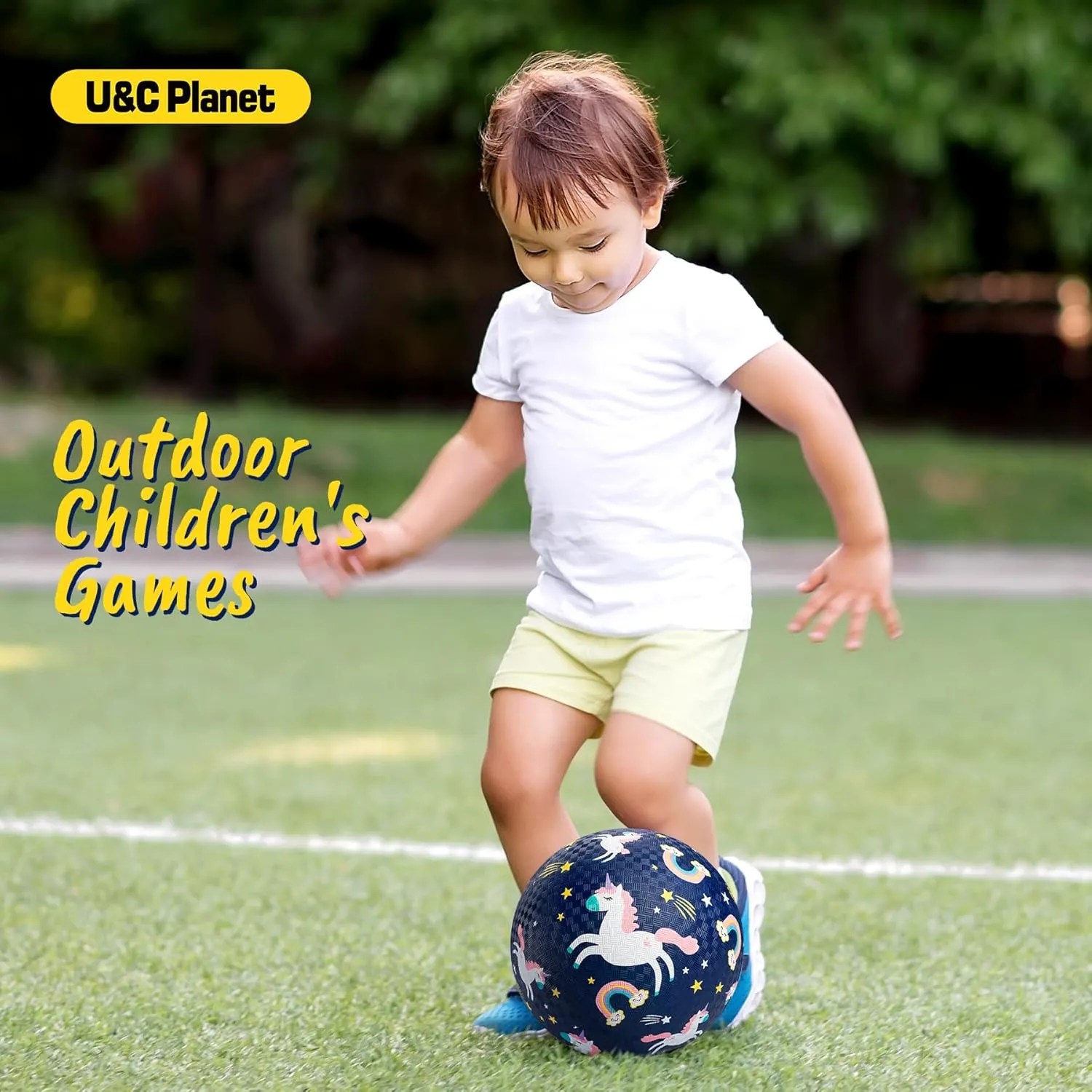 U&C Planet 2 Packs Playground Balls for Toddler Kids 8.5 inches Cartoon Rubber Ball with Pump Dodgeball Kickball Outdoor Indoor Game Great Gift for Boys Girls Aged 1 and Above