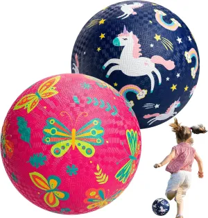 U&C Planet 2 Packs Playground Balls for Toddler Kids 8.5 inches Cartoon Rubber Ball with Pump Dodgeball Kickball Outdoor Indoor Game Great Gift for Boys Girls Aged 1 and Above