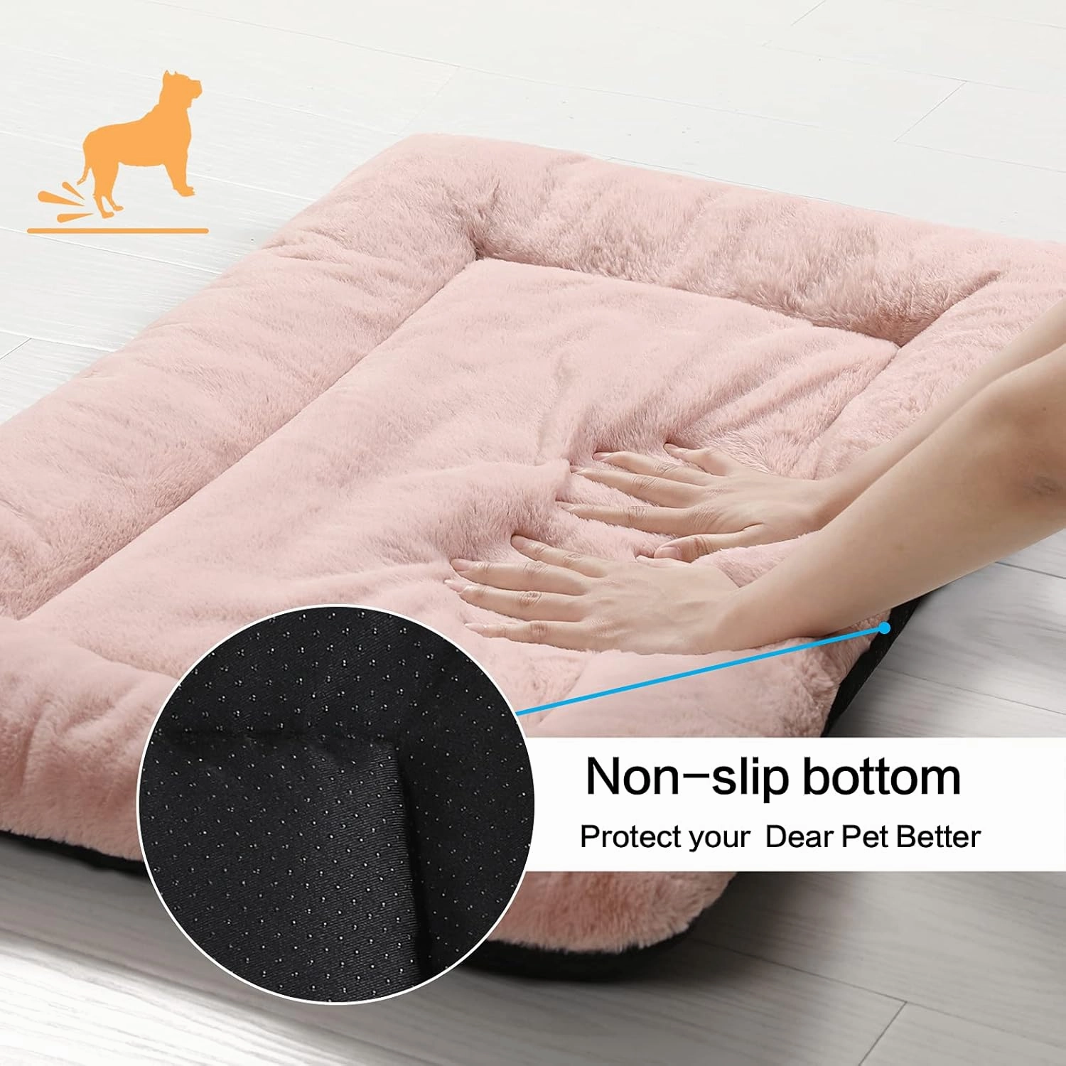 Ultra Soft Dog Bed & Kennel Pad for Medium Dogs, Fit Metal Crates - Washable & Anti-Slip, Cozy Sleeping Mat - Pink, 30"