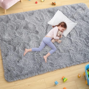 Ultra Soft Grey Rugs for Bedroom 4x6 Feet, Fluffy Shag Area Rugs for Living Room, Large Comfy Furry Rug for Boys Kids Baby Room Decor, Non Slip Nursery Rug Modern Indoor Fuzzy Floor Carpet