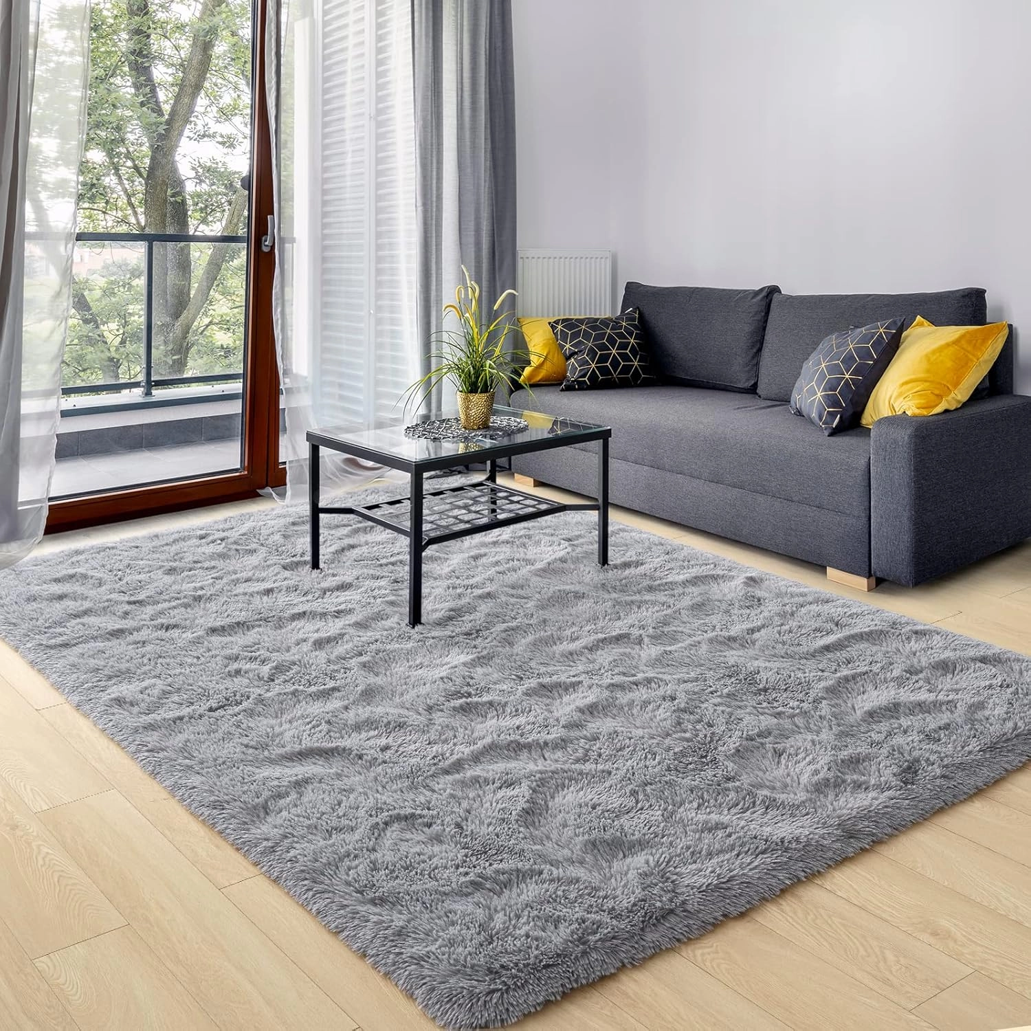 Ultra Soft Grey Rugs for Bedroom 4x6 Feet, Fluffy Shag Area Rugs for Living Room, Large Comfy Furry Rug for Boys Kids Baby Room Decor, Non Slip Nursery Rug Modern Indoor Fuzzy Floor Carpet