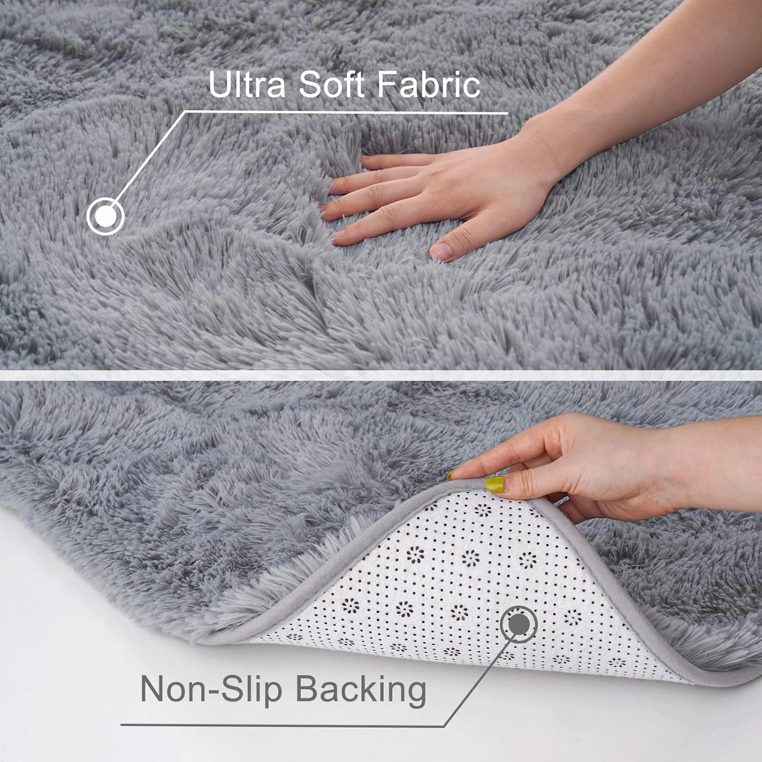 Ultra Soft Grey Rugs for Bedroom 4x6 Feet, Fluffy Shag Area Rugs for Living Room, Large Comfy Furry Rug for Boys Kids Baby Room Decor, Non Slip Nursery Rug Modern Indoor Fuzzy Floor Carpet