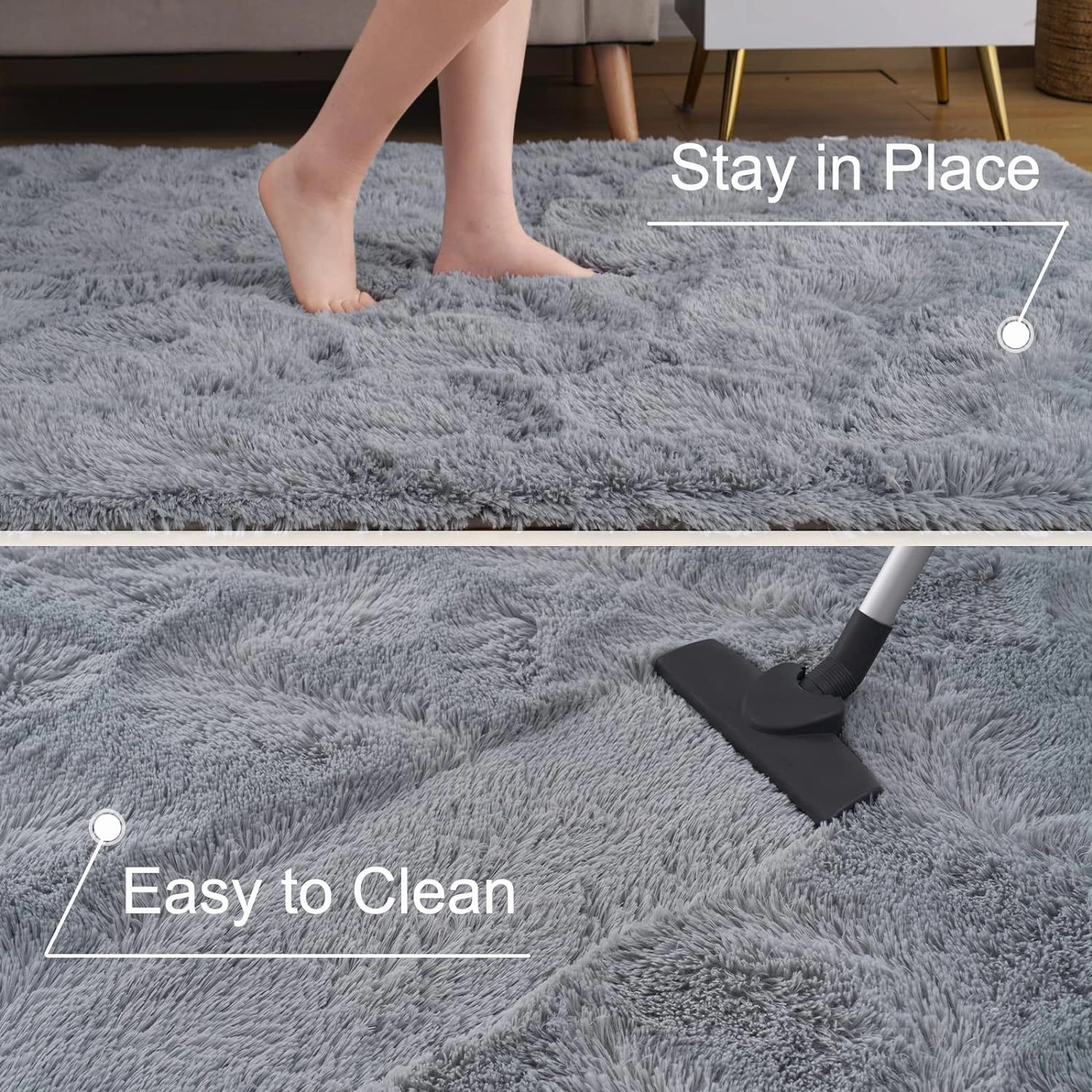 Ultra Soft Grey Rugs for Bedroom 4x6 Feet, Fluffy Shag Area Rugs for Living Room, Large Comfy Furry Rug for Boys Kids Baby Room Decor, Non Slip Nursery Rug Modern Indoor Fuzzy Floor Carpet