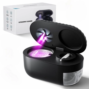 Ultrasonic Retainer Cleaner with Cleaning, Pumping, and Air-Drying Functions, 45kHz Retainer Cleaner Machine, 200ml Denture Cleaner for Dentures