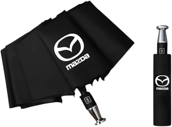 Umbrella with Car Logo for Mazda Biante 2008-2018, Sun Umbrella Uv Protection Travel Umbrella Men Women Umbrella Outdoor Accessories
