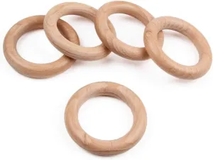 Unfinished Wood Rings, 2-3/4" Baby Wood Teether Bracelet Bulk, Organic Beech, DIY Hanger, 0.47" Thick, 20PCS