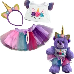 Unicorn Fantasy Dress for 6–10 Inch Stuffed Animals Enchanted Plush Toy Clothing for Teddy Bears and Dolls, Colorful Unicorn Outfit for Plush Creatures, Make-Believe Games and Gifting
