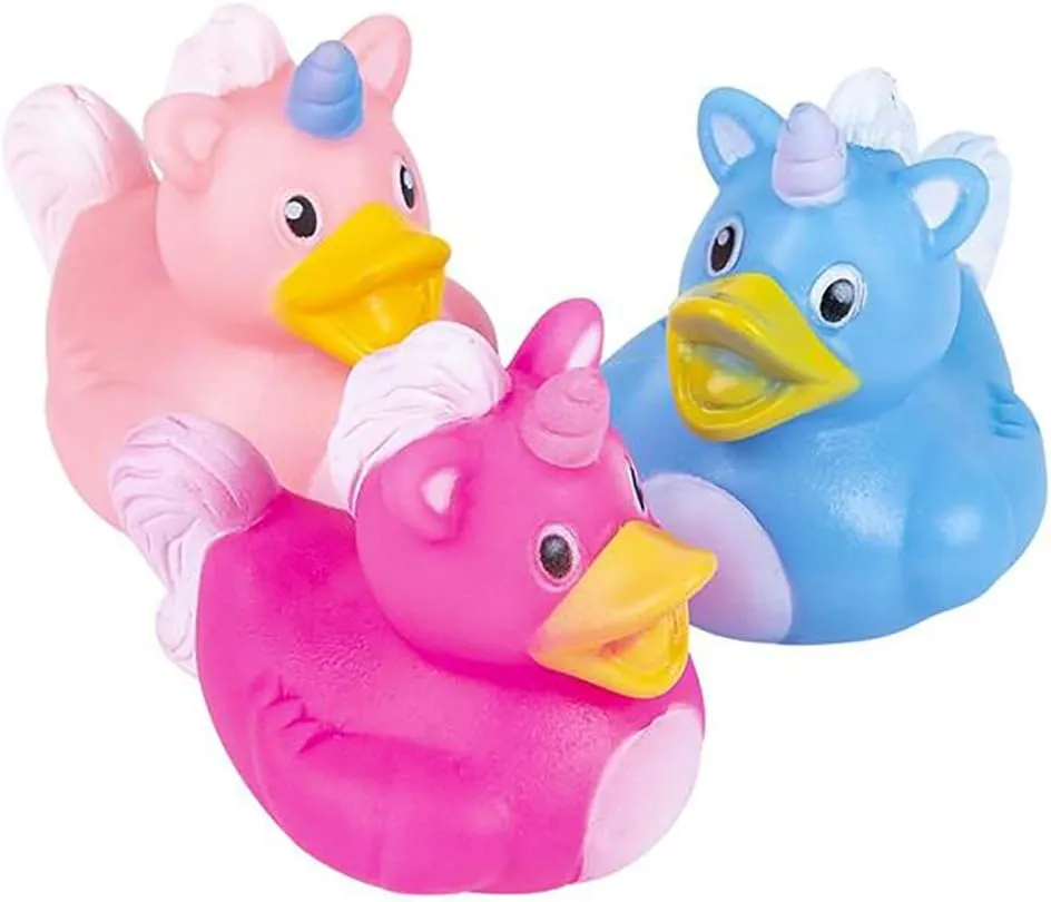 Unicorn Rubber Duck Toy Duckies for Kids, Bath Birthday Baby Showers Summer Beach and Pool Activity, 2" (24-Pack)