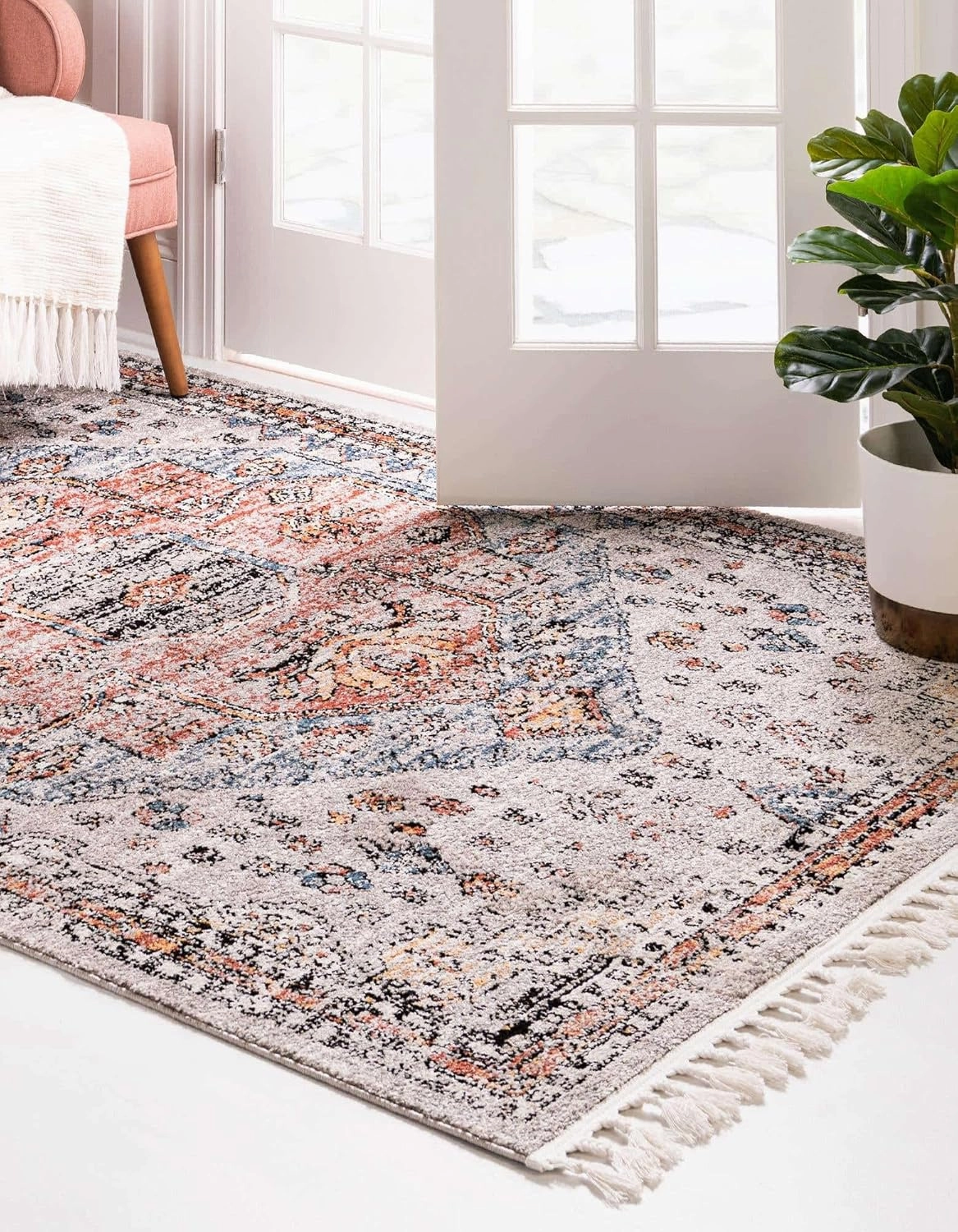 Unique Loom Aramis Collection Area Rug - Victor (4' 1" x 6' 1" Rectangle, Gray/ Black)