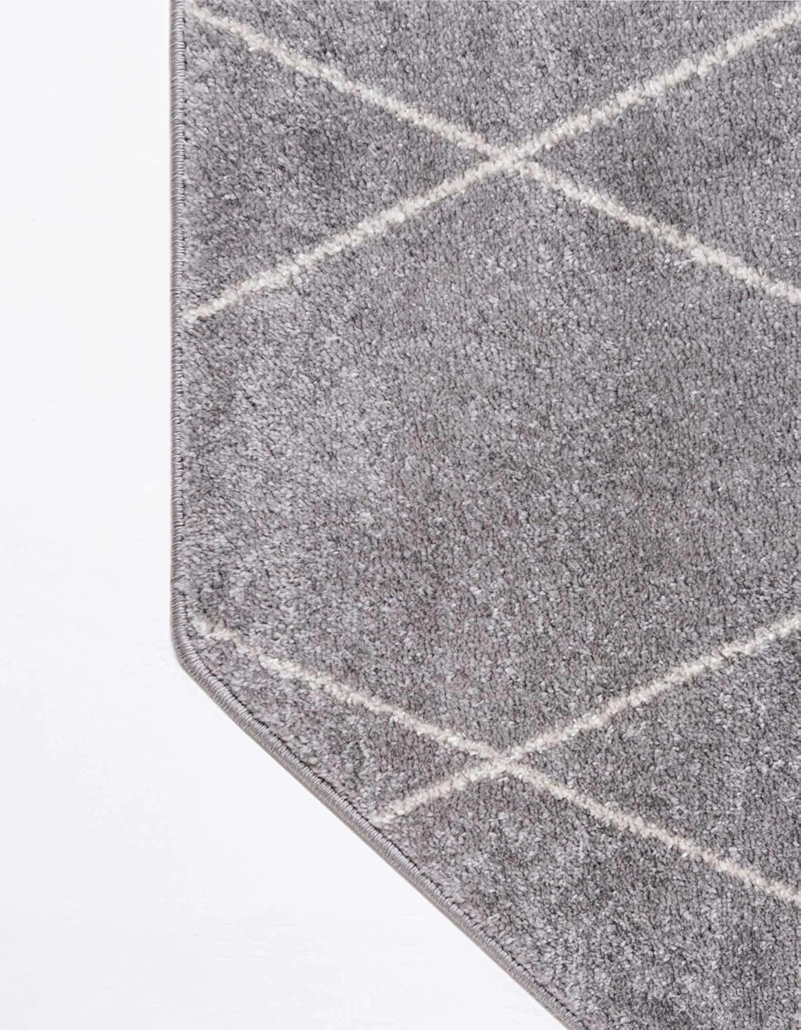 Unique Loom Trellis Frieze Collection Area Rug - Geometric (5' Octagon, Light Gray/ Ivory)