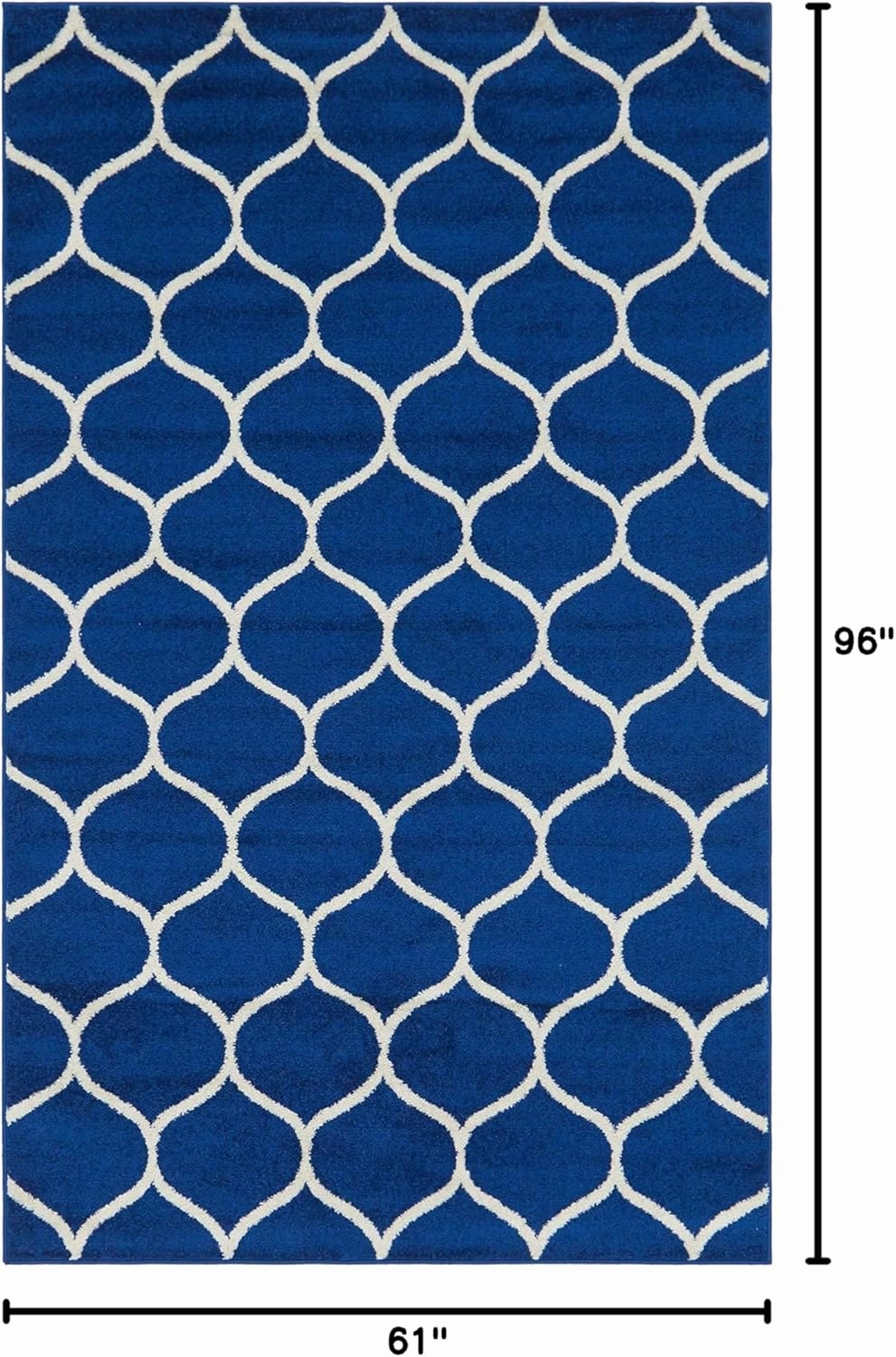 Unique Loom Trellis Frieze Collection Area Rug - Rounded (5' 1" x 8', Navy Blue/ Ivory)