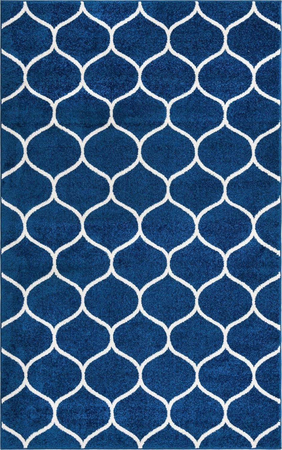 Unique Loom Trellis Frieze Collection Area Rug - Rounded (5' 1" x 8', Navy Blue/ Ivory)