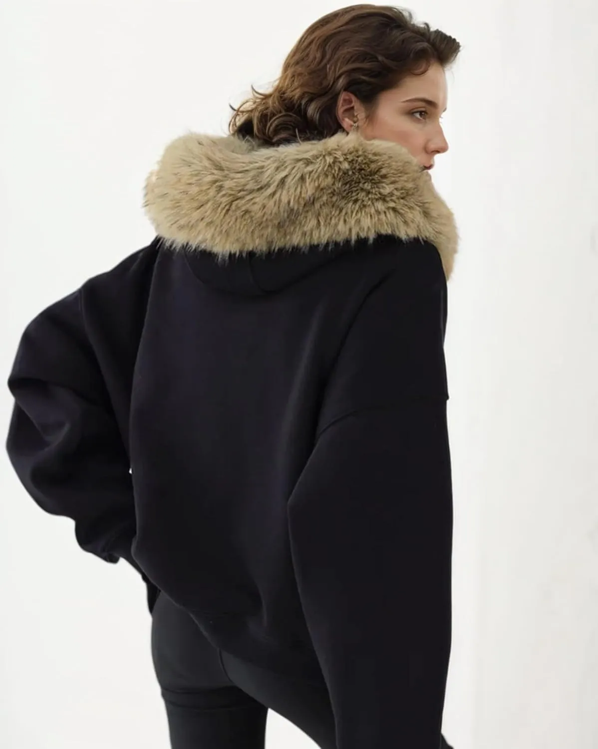 Unisex Zip Up Hoodie Men Fur Hood Jacket Grunge 2000s Lightweight Vintage Cropped Sweatshirt Y2k Streetwear