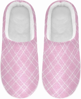 Unisex Men's Women's Memory Foam Slippers Plush Lining Anti-Skid Sole Casual House Shoes Indoor Outdoor Winter Bedroom L Buffalo Plaid Tartan Check Scotland Pink
