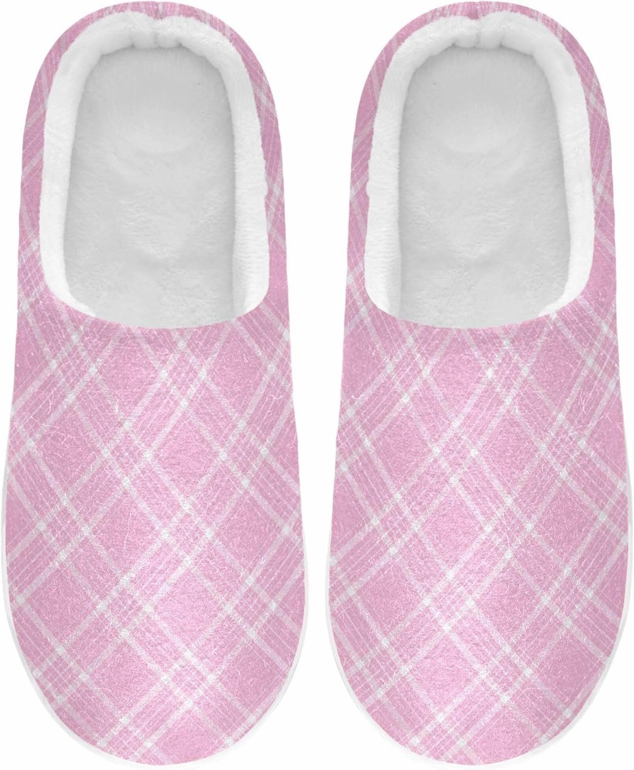 Unisex Men's Women's Memory Foam Slippers Plush Lining Anti-Skid Sole Casual House Shoes Indoor Outdoor Winter Bedroom L Buffalo Plaid Tartan Check Scotland Pink