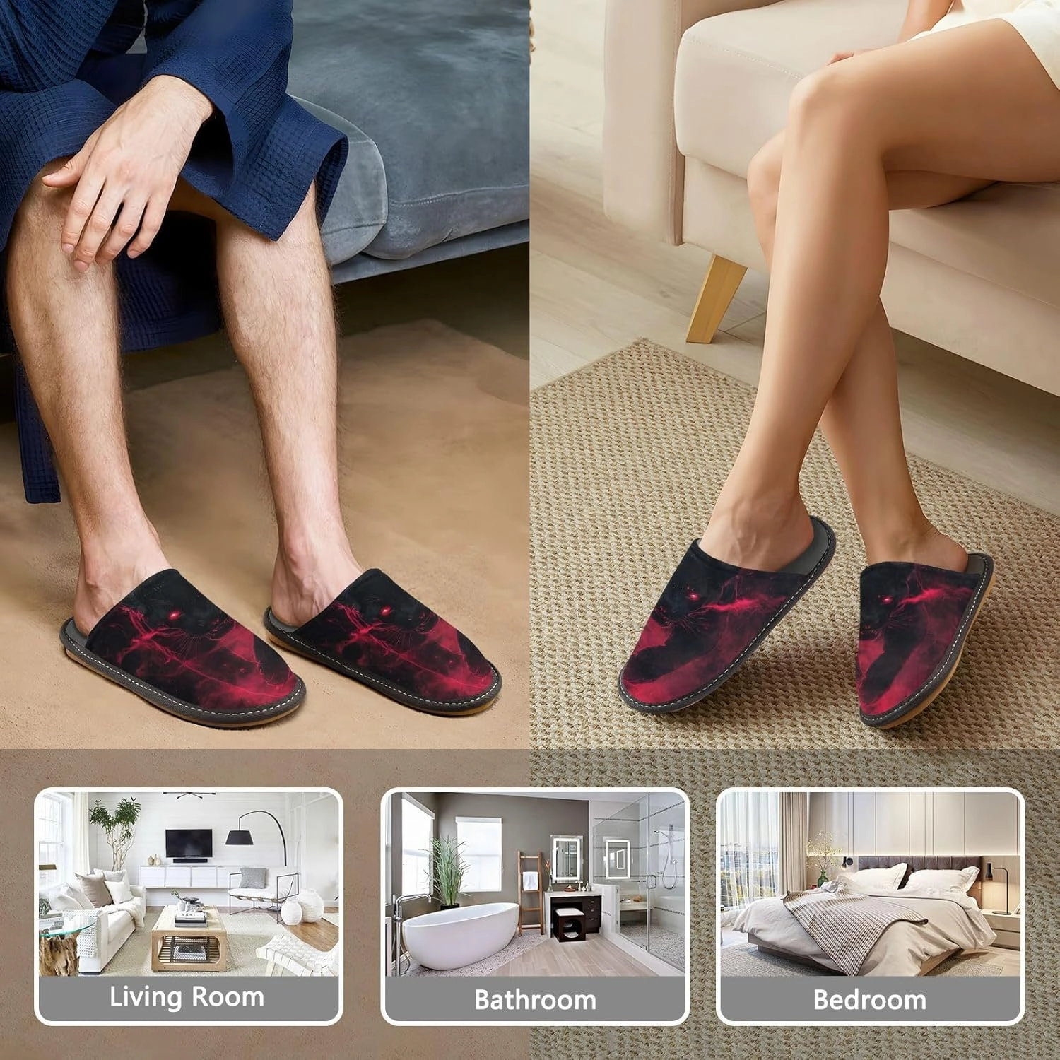 Unisex Womens Mens Zombie Skull House Slippers Comfy Warm Plush Slip-On Felt Cozy Memory Home Slippers Indoor Outdoor Fall Winter Home Shoes