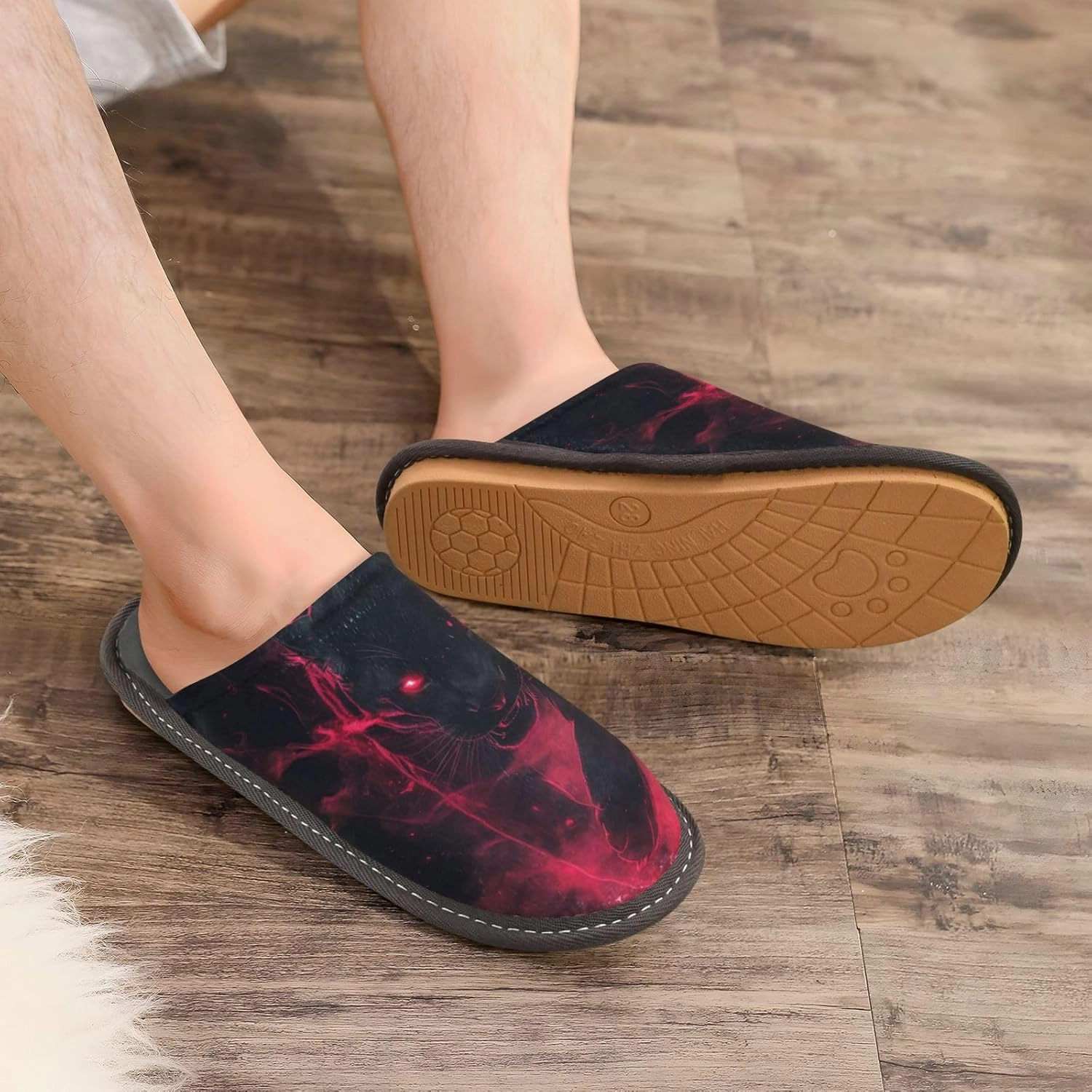 Unisex Womens Mens Zombie Skull House Slippers Comfy Warm Plush Slip-On Felt Cozy Memory Home Slippers Indoor Outdoor Fall Winter Home Shoes