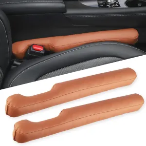 UREHEPO 2 pcs Leather Car Seat Gap Filler Organizer, Interior Car Accessories to Stop Things from Dropping for Car SUV Truck Camper, Fill The Gap Between Seat and Console - Brown