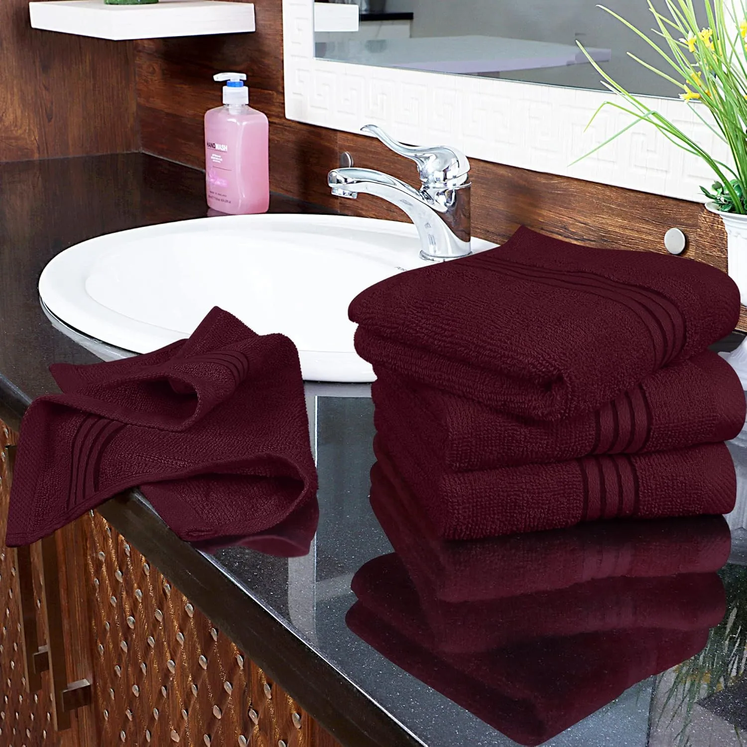 Utopia Towels - Luxury Wash Cloths Set (12 x 12 Inches) 600 GSM 100% Cotton Ring Spun, Highly Absorbent and Soft Feel Washcloths for Bathroom, Spa, Gym, and Face Towel (Burgundy) (216 Pack)