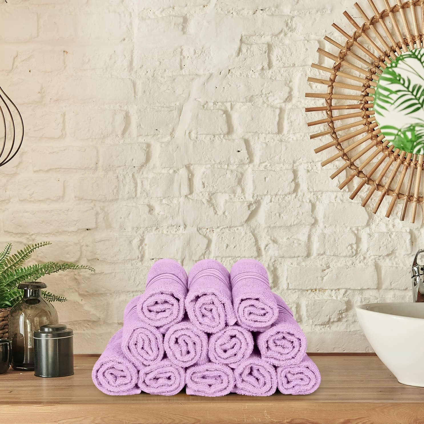 Utopia Towels - Luxury Wash Cloths Set (12 x 12 Inches) 600 GSM 100% Cotton Ring Spun, Highly Absorbent and Soft Feel Washcloths for Bathroom, Spa, Gym, and Face Towel (Lavender) (216 Pack)